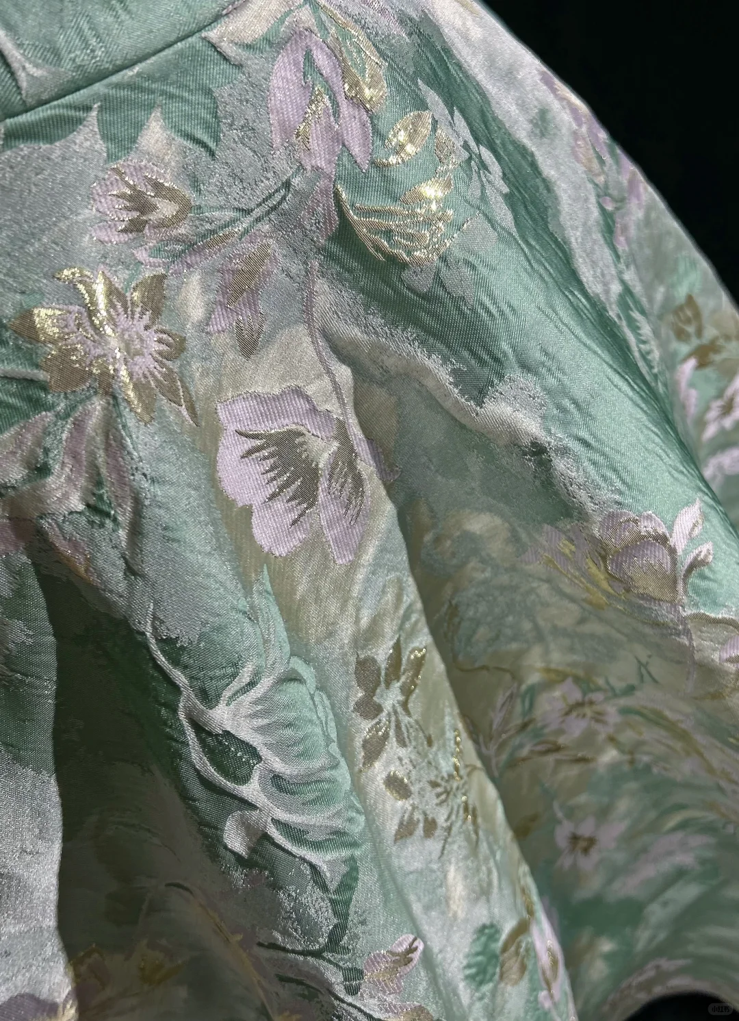 Off Shoulder Mint Green Vintage Prom Dress Floral Jacquard Satin Fit and Flare Tea Length Formal Gown NV6906