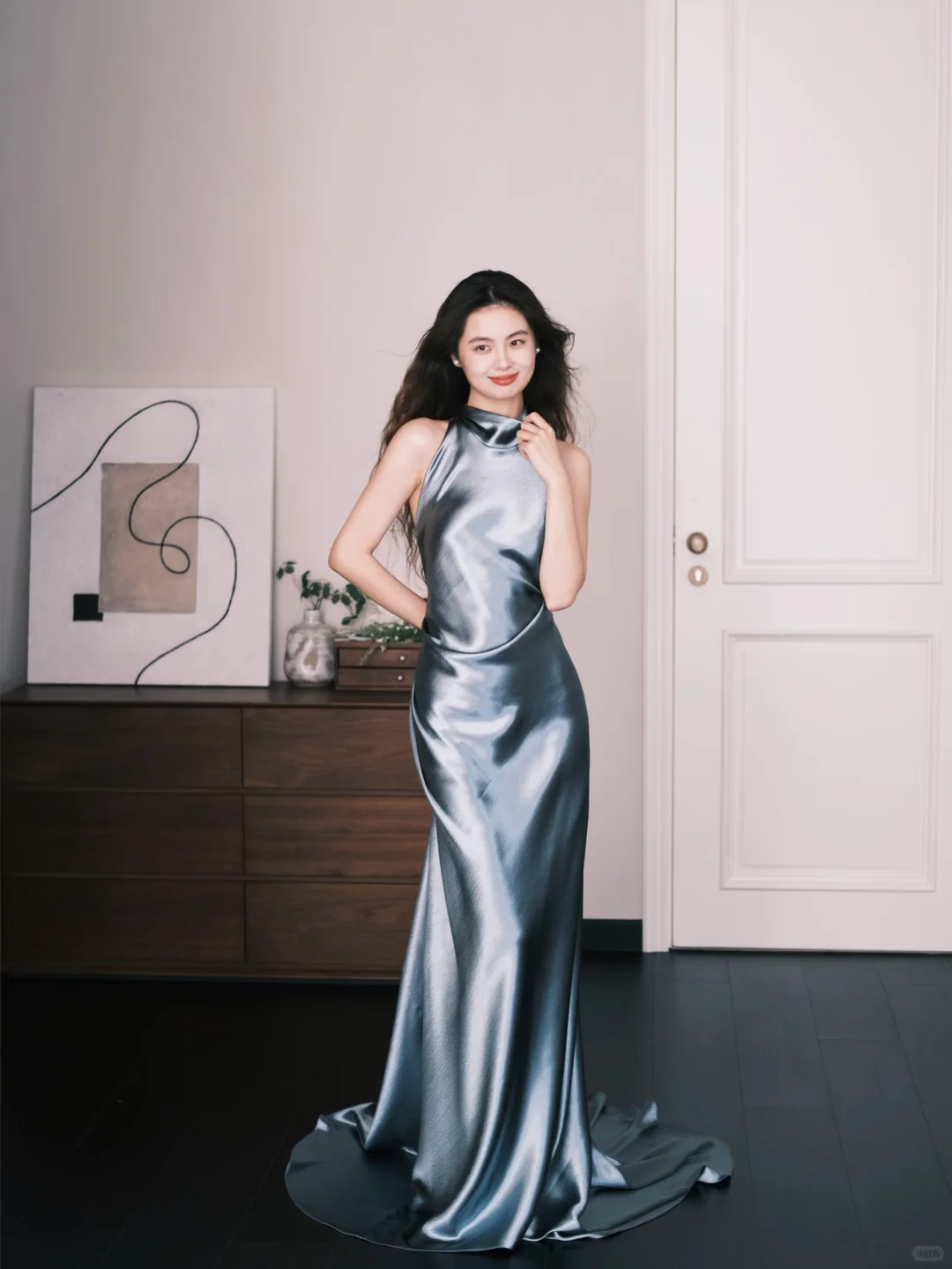 Halter Satin Mermaid Prom Dress, High Neck Evening Gown NV7340