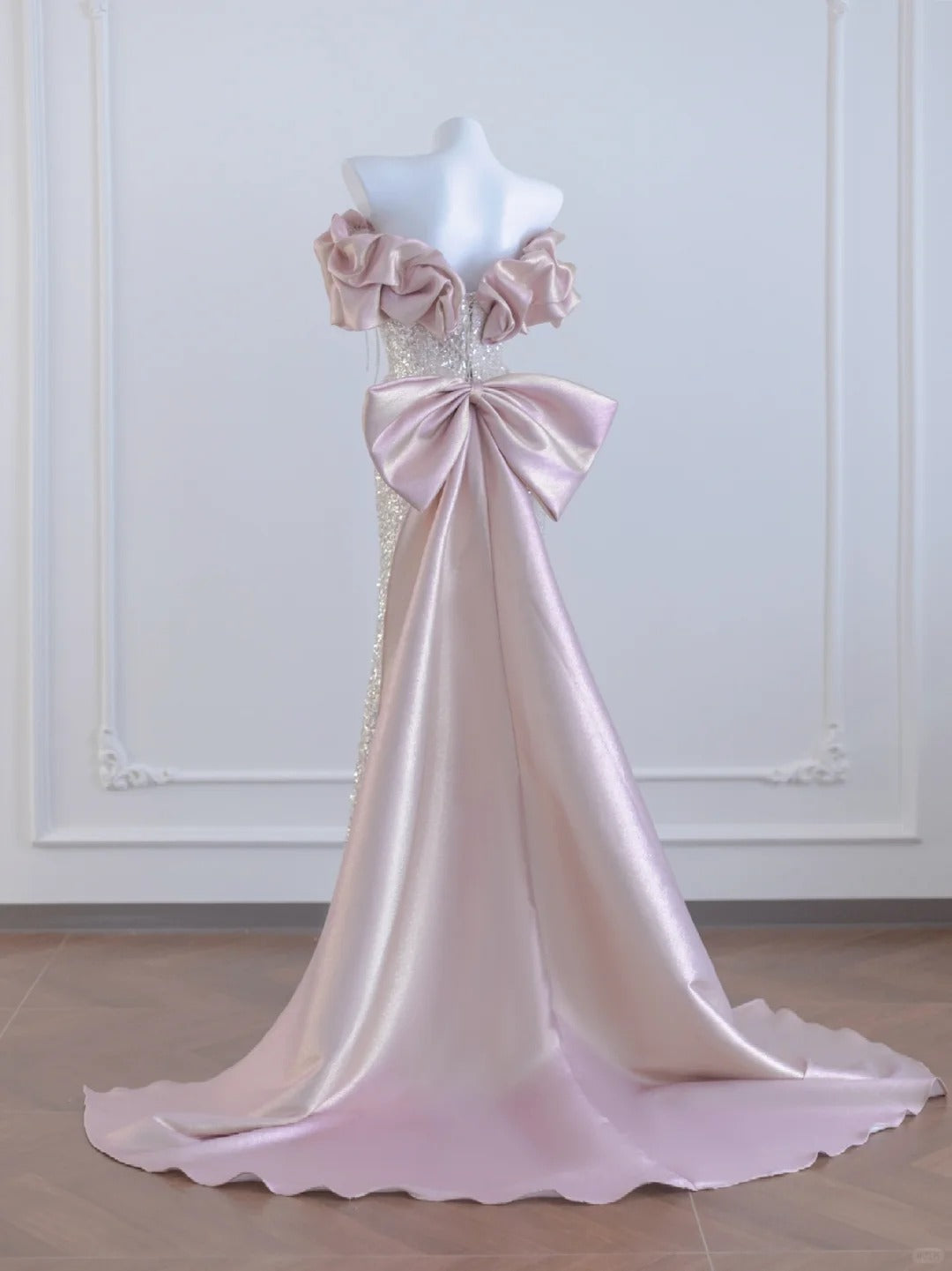 Pink Sparkling Long Sequined Prom Dress nv4970