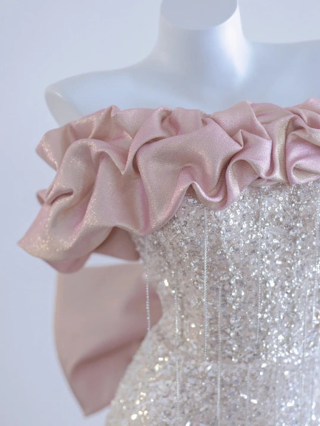 Silver pink fashion exquisite beaded sequins long prom dress evening dress party dress nv4725