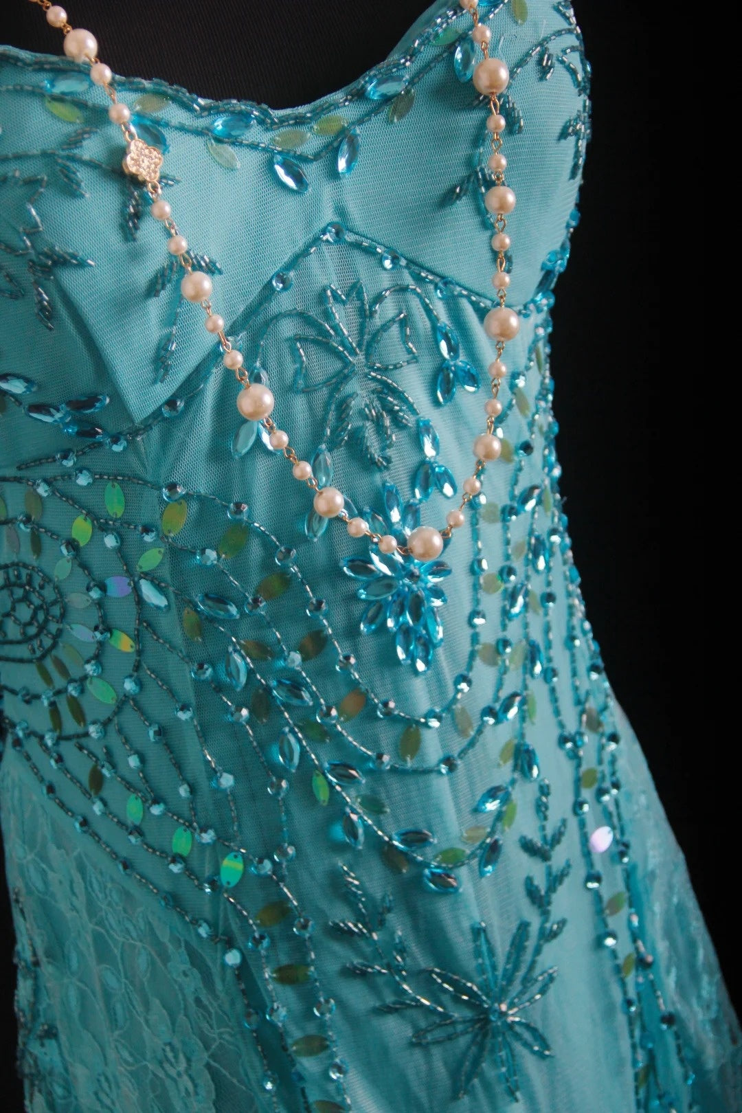 NiceVestidos--blingbling Elegant Fairy Like Turquoise Beaded Prom Dress NV5789