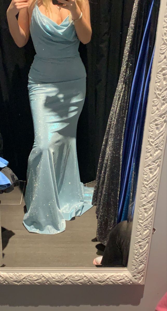 Blue Shiny Fashion Elegant Long Satin Floor Length Prom Dress Evening Gown Birthday Party Gown Prom Gown Graduation Gown nv4009