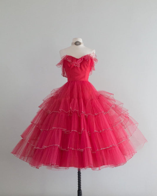 NiceVestidos-Pink long tulle formal prom dress nv5477