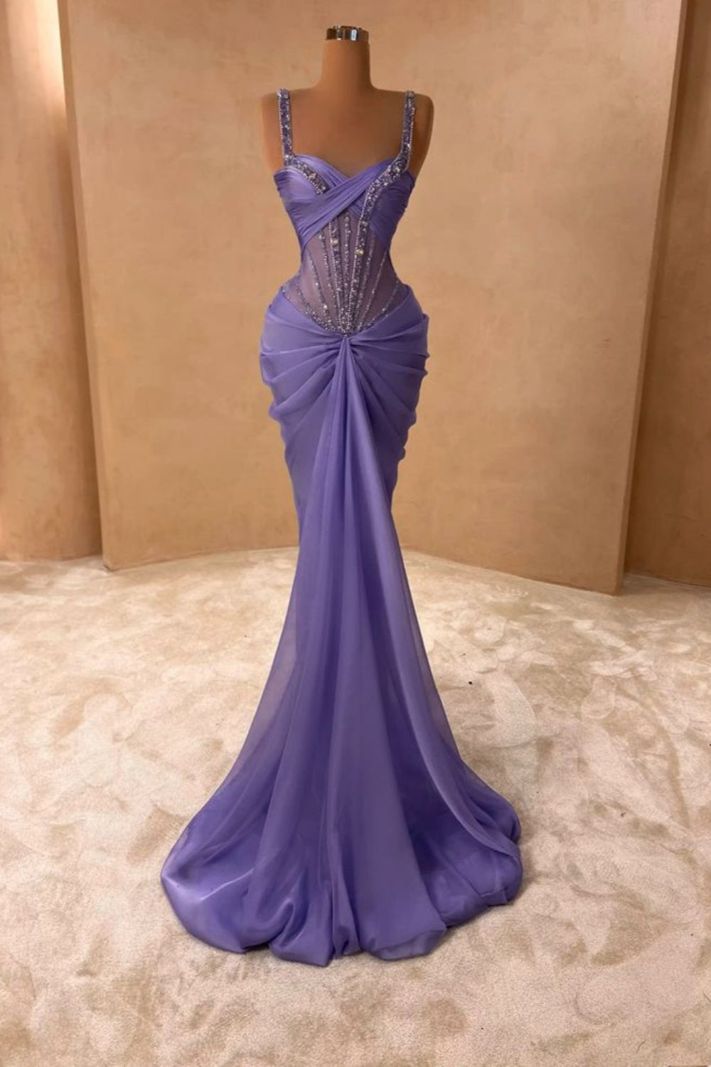 NiceVestidos-Purple Delicate Beaded Long Tulle Satin Prom Dress NV6140