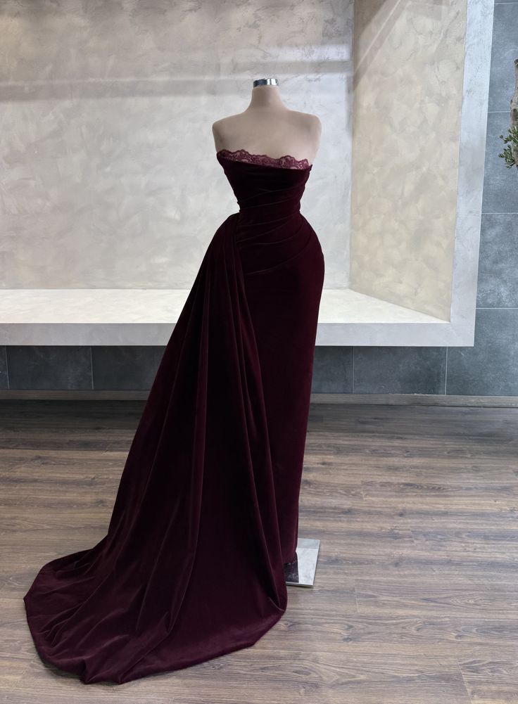 NiceVestidos-Grape Purple And Dark Purple Velvet Long Formal Prom Dress NV6150