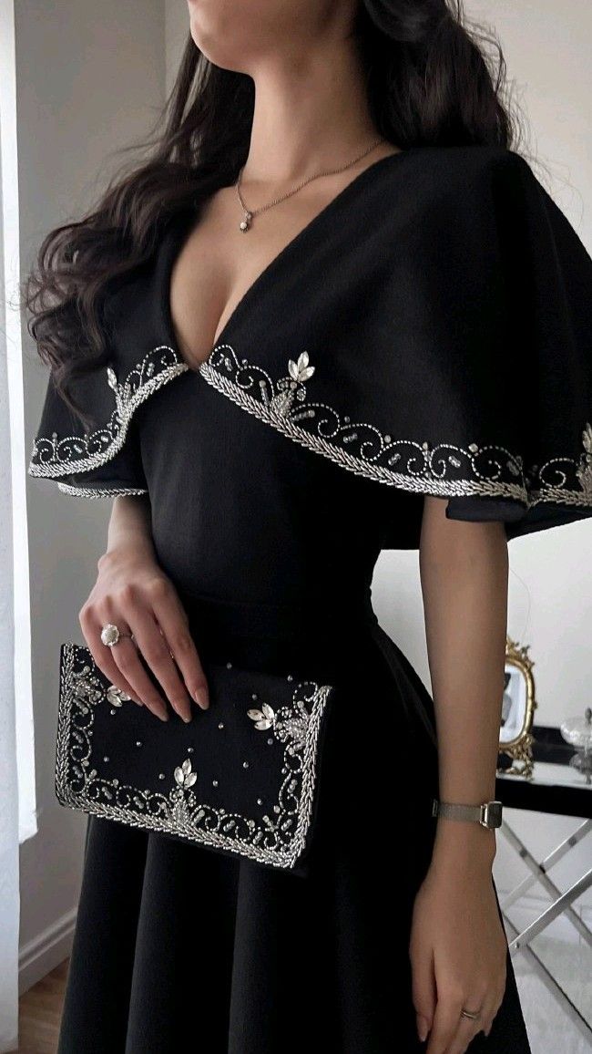White/Green/Black simple elegant cape style embroidered long ball gown evening dress party dress nv2421