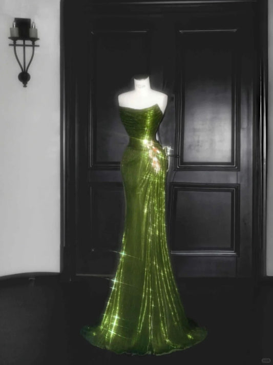 The Wizard of Oz 🍃 Charming stunning dress with green shimmering and gorgeous sequins, long and ground ball dress nv5203