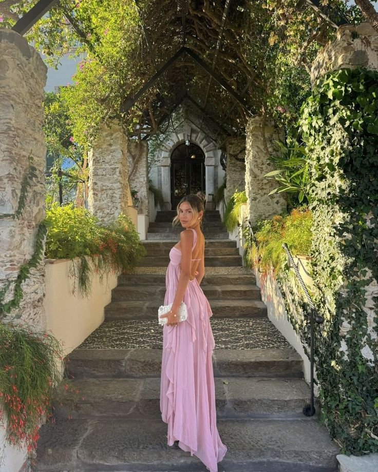 Pink Ocean Goddess Chiffon Long Prom Dress Evening Dress Party Dress nv4762