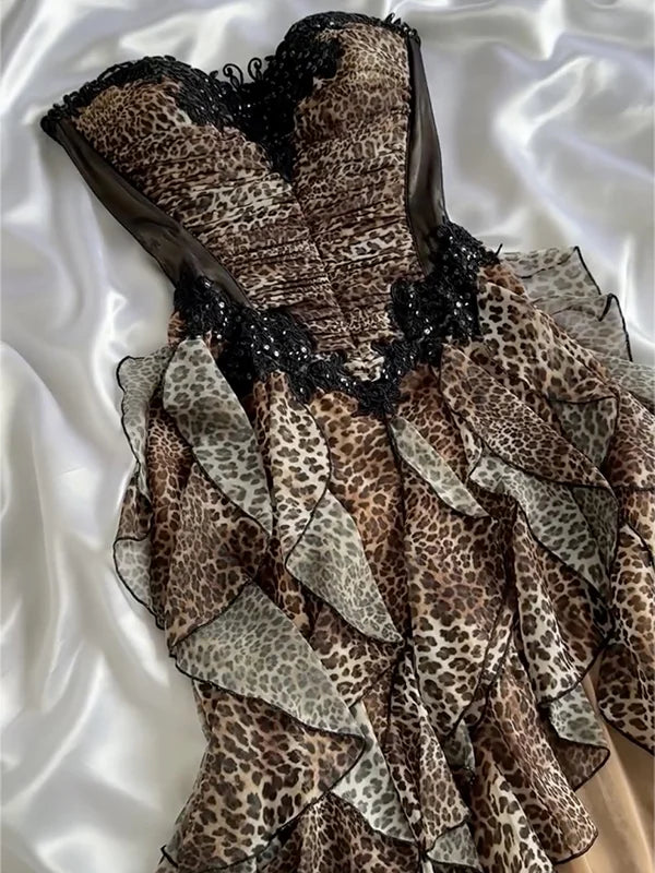 NiceVestidos--Leopard print fashion rock short/mid-length homecoming dress cocktail party dress NV5714