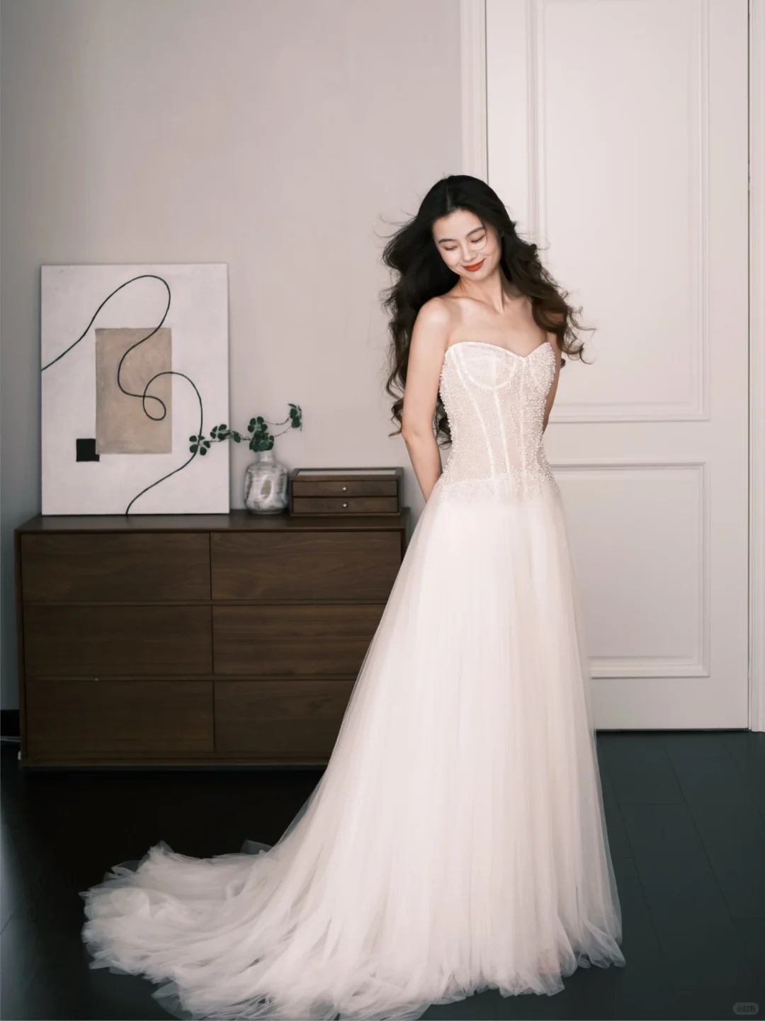 Tulle A Line Wedding Dress Sweetheart Strapless Beaded Boned Bodice Bridal Gown NV7239