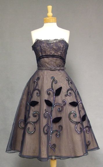 NiceVestidos--Sleeveless Dark Purple Tulle Embroidered A line Midi Length Evening Dress NV5780