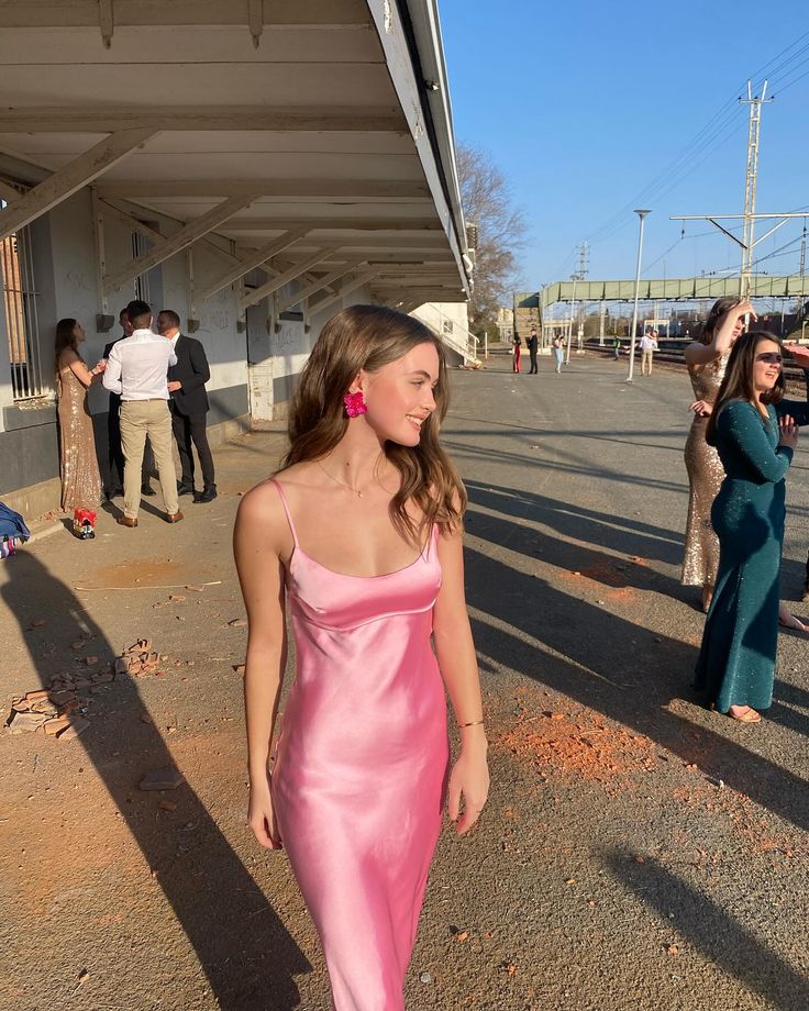 🌷Light Pink Elegant Beautiful Charming Long Satin Prom Dress Evening Dress Party Dress Prom Dress nv3993