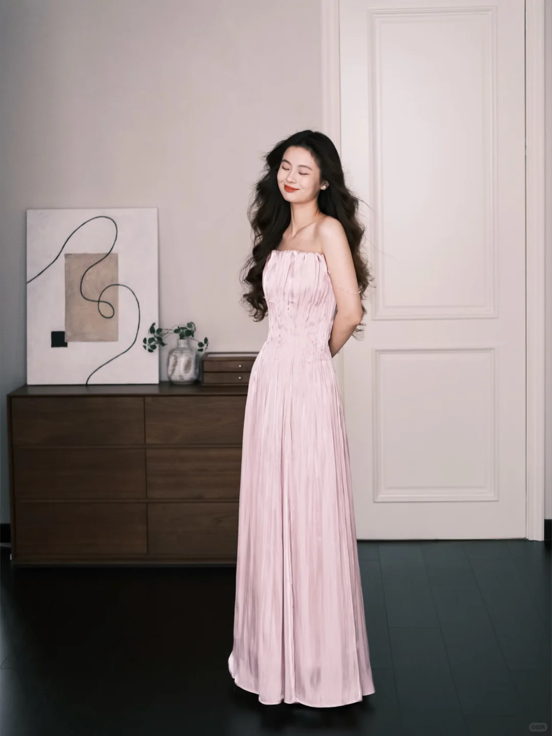 Strapless Pleated Prom Dress Blush Pink Beaded A Line Formal Evening Gown NV7245