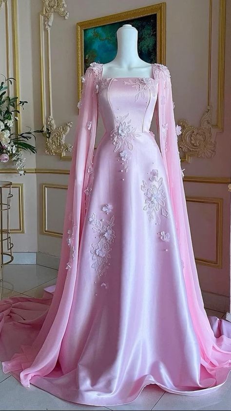 Pink Gorgeous Exquisite Floral Applique Beading Elegant Fashion Long Satin Floor Length Train Ball Gown Evening Dress Prom Dress nv3844