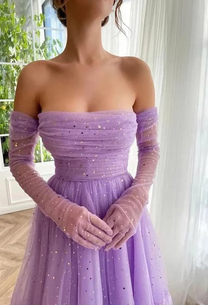 Sparkly Tulle Prom Dresses for Sweet Dress Tea Length Formal Evening Dress Sheer Mesh Party Ball Gown nv1643
