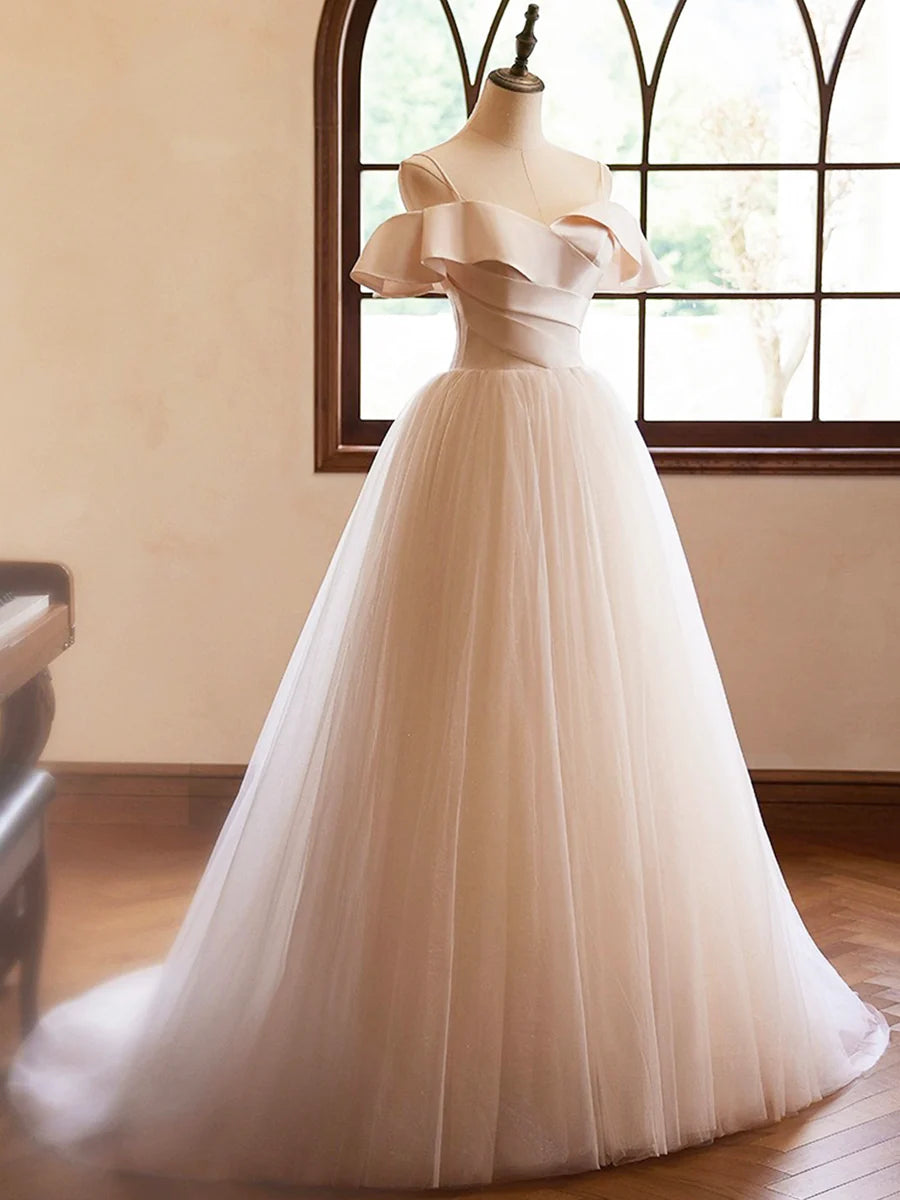 Beautiful spaghetti strap floor length ball gown sleeveless backless evening dress prom dress nv1867