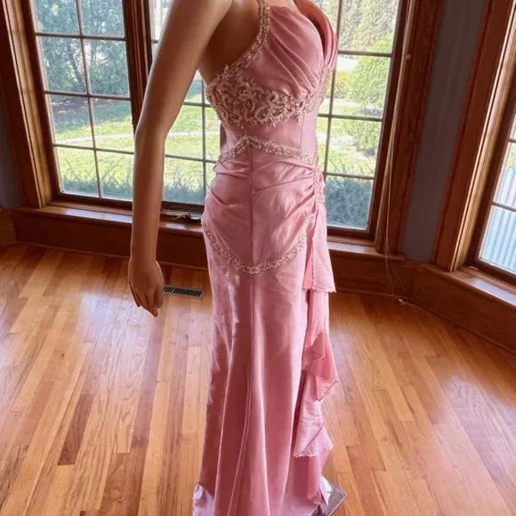 Pink Gorgeous Exquisite Beading Long Taffeta Ball Gown Evening Dress Party Dress nv3659