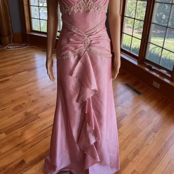 Pink Gorgeous Exquisite Beading Long Taffeta Ball Gown Evening Dress Party Dress nv3659