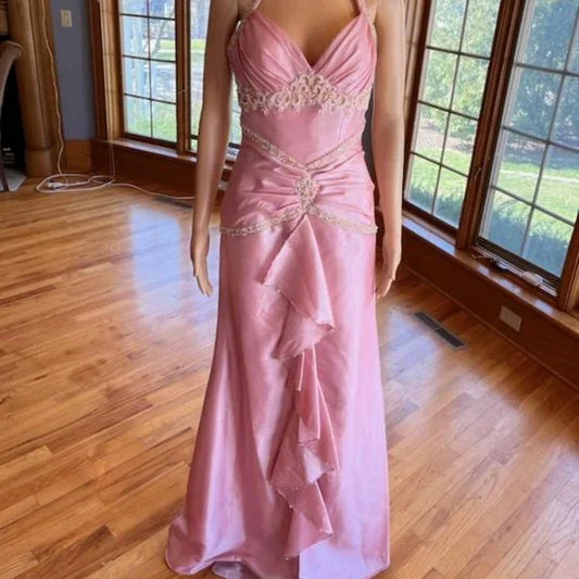 Pink Gorgeous Exquisite Beading Long Taffeta Ball Gown Evening Dress Party Dress nv3659