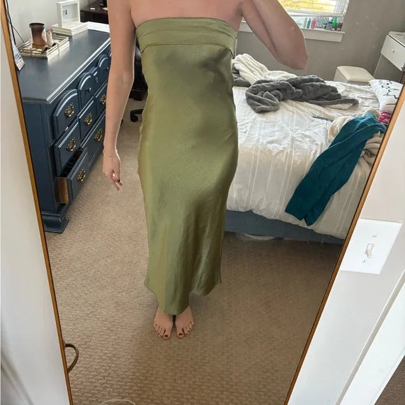 Green simple elegant fashion long satin ball gown evening dress party dress nv3634