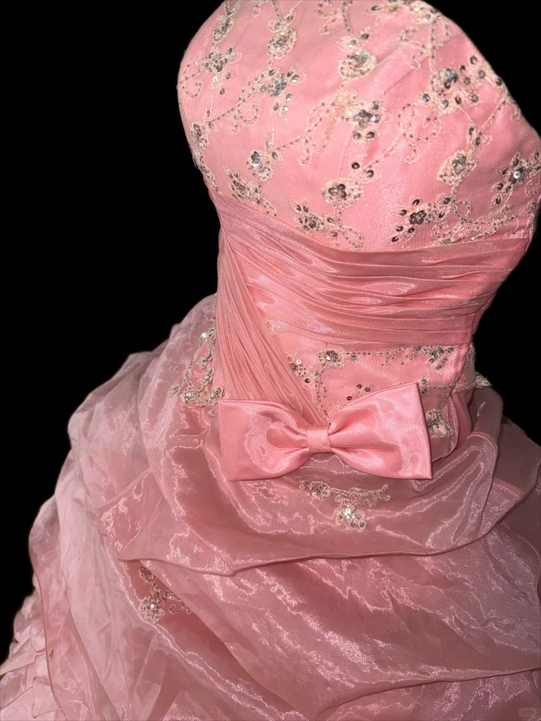 Pink rhinestone elegant long tulle ball gown evening dress nv4921