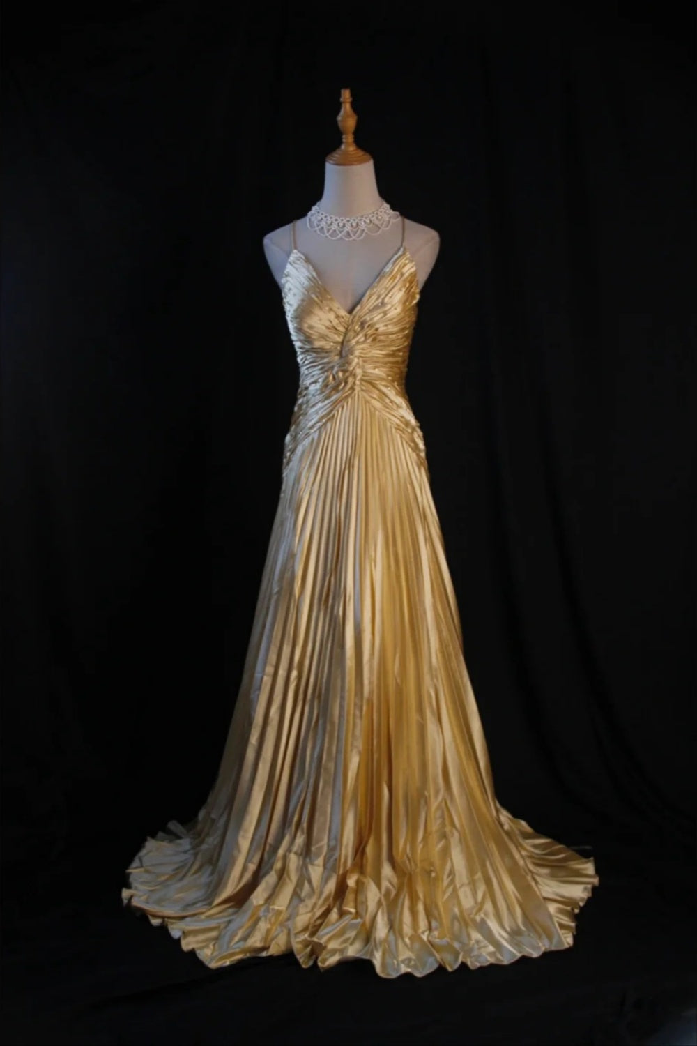 NiceVestidos--Fairy Like Glam Gold Pleated Criss Cross Prom Dress NV5786