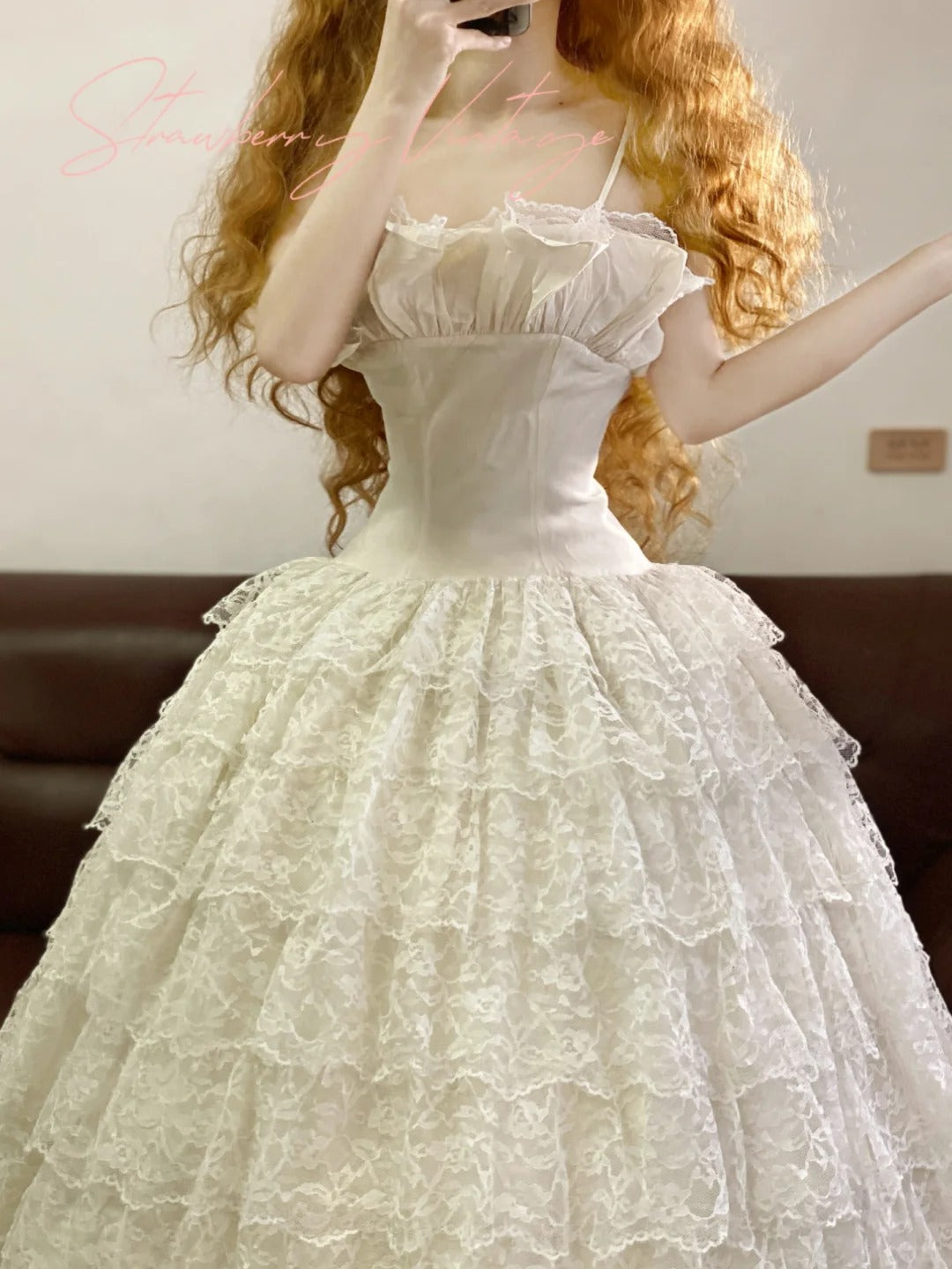 White lace vintage elegant long tulle princess ball gown evening dress party dress nv5010