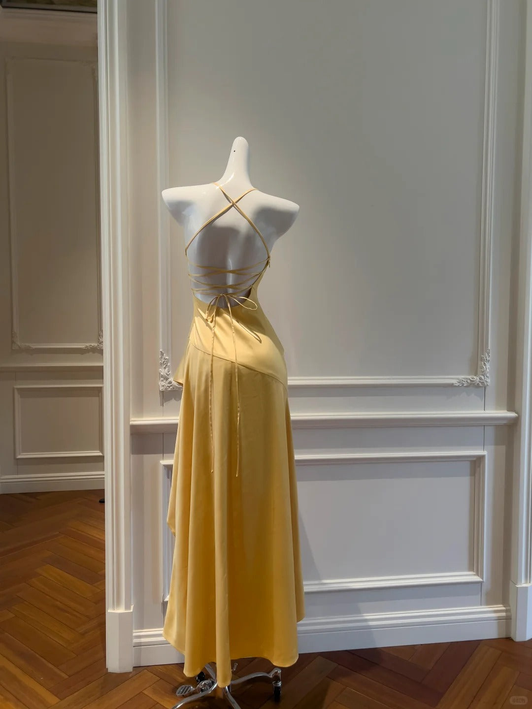 NiceVestidos-Yellow suspenders fashionable long formal homecoming dress hoco dress prom dress nv5487