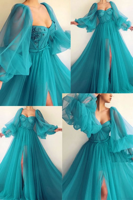 Purple Elegant Tulle Long Formal Prom Dress Evening Gown Party Dress nv104
