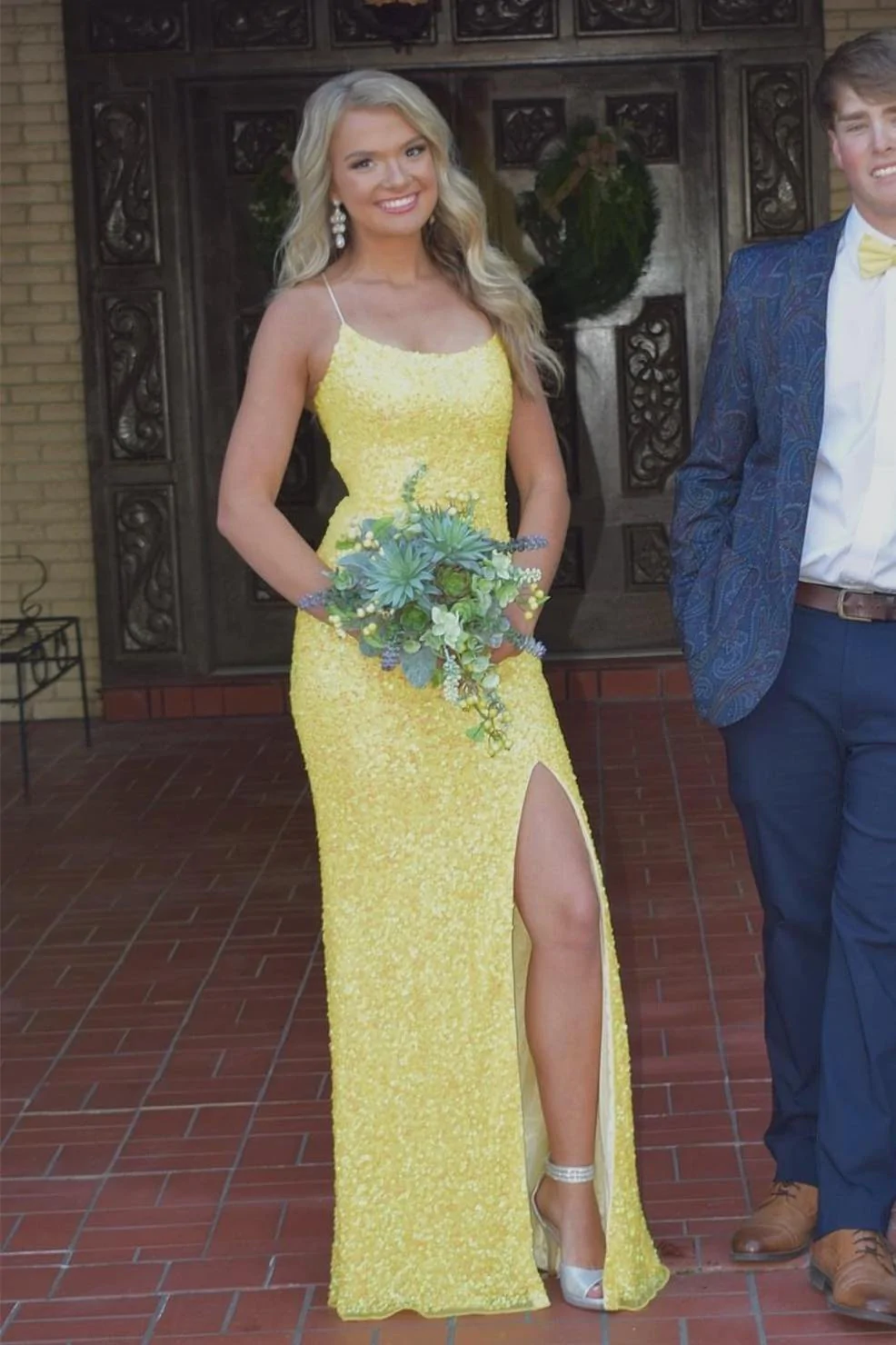 Smaragdgrünes langes Abendkleid im Meerjungfrauen-Stil mit Pailletten nv477