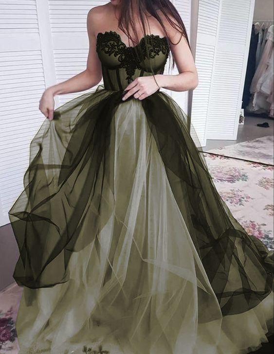 Green/Purple Elegant Lace Tulle A-Line Long Tulle Formal Prom Dress Evening Gown Sexy Backless Wedding Dress nv84