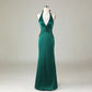 Green Sexy Backless Deep V Neck Mermaid Satin Long Bridesmaid Dresses Ball Gowns Evening Dresses nv1986