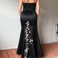 Black Stunning Vintage Satin Pink floral beads Long Prom Dress Gorgeous Evening Off-the-shoulder Dress Party Dress nv2749