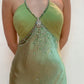 Green Vintage Beaded Long Ball Gown Evening Dress nv2098