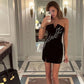 Black beaded simple fashion short party dress evening dress homecoming dress nv2173