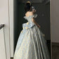 Blue 3D Rose Flower Adult Ceremony Dress Long Ball Gown Evening Gown nv2840