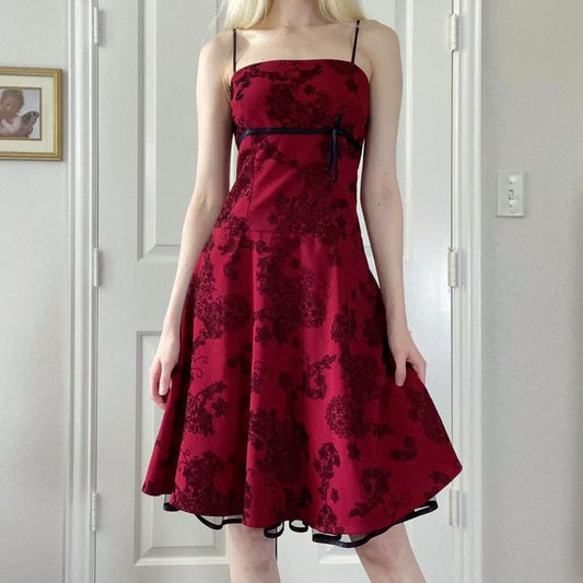 NiceVestidos--Burgundy floral short short homecoming dress prom dress NV5693
