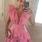 Pink Fashion Chic Deep V Neck Homecoming Dress Party Dress nv2124