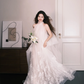Halter Sheer Tulle Bridal Gown, A-Line Wedding Dress with 3D Flower Petal Appliques  NV7327