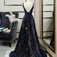 Black Shiny Elegant Long A-Line Back Tie Evening Prom Gown Party Dress nv4173