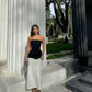 Black and white satin simple elegant evening gown ball gown nv1819