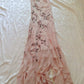 NiceVestidos--Vintage Nude Pink Hand-Beaded Ruffled Spaghetti Strap Long Gown NV5911
