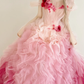 Ombre Fuchsia Strapless Tulle Ball Gown 3D Floral Prom Dress  NV7178