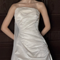 Ivory Strapless Draped Ruched Satin A-Line Wedding Gown  NV7190