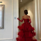 Red sexy long suspender tulle prom dress evening dress party dress nv2236