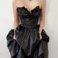 Black strapless ruffled neckline long satin ball gown evening dress nv2890