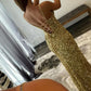 Mermaid V-Neck Sequins Long Prom Dress, Backless Evening Dress with Slit nv1447