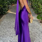 Purple simple elegant off-the-shoulder long satin prom dress evening dress nv5219