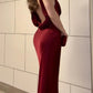 Burgundy backless elegant long banquet dress evening ball gownnv1749