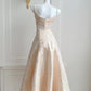 Gold Elegant Girls Long Satin Ball Gown Evening Dress Party Dress nv4545
